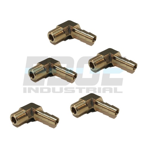 (5 Pack) 1/4 HOSE BARB ELBOW X 1/8 MALE NPT Brass Pipe Fitting WOG Fuel Air