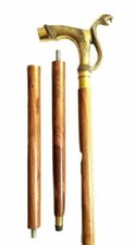 Vintage Style Brass Snake Head Handle Victorian Walking Stick Wooden Cane Gift