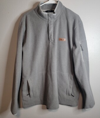 HUK Mens Performance Fishing 1/4 Zip Fleece Pullover Sweater Gray Sz Large L