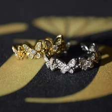 MOISSANITE BUTTERFLY RING Women in Solid 925 W/14k GOLD Plating CTW of 0.96CT