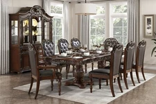 NEW Extendable 74"-108" Formal Dining Table & Chair Set Traditional Cherry Brown