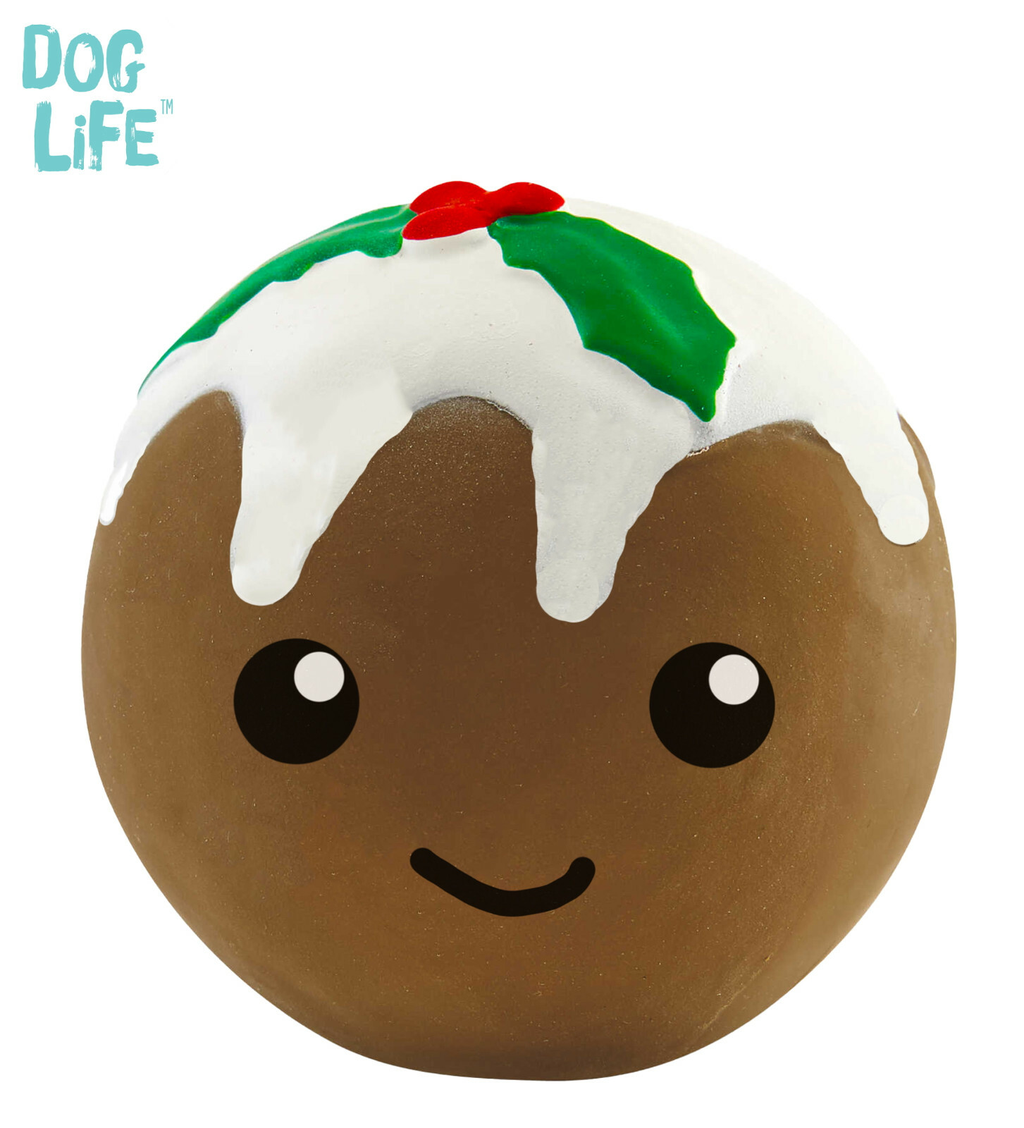 SEASONS GREETINGS SOFTY LATEX CHRISTMAS PUDDING 12 CM DOG PUPPY SQUEAKY TOY BALL