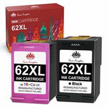 2pk Black  Color for HP 62XL 62-XL Ink for HP Envy OfficeJet 252 5740 5742 5745