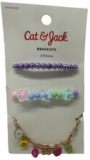 Cat And Jack 3 piece Bracelets Set Beaded Charm Flower
