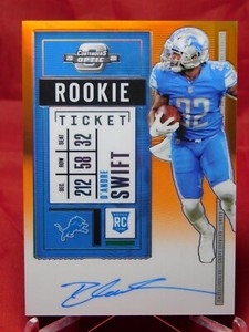 2020 Contenders Optic D'Andre Swift Rookie Ticket RPS On Card Auto Orange 28/50
