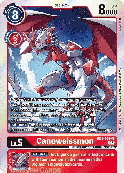 RB1-009 Canoweissmon :: Uncommon Foil Digimon Card :: RB01: Resurgence Booster :