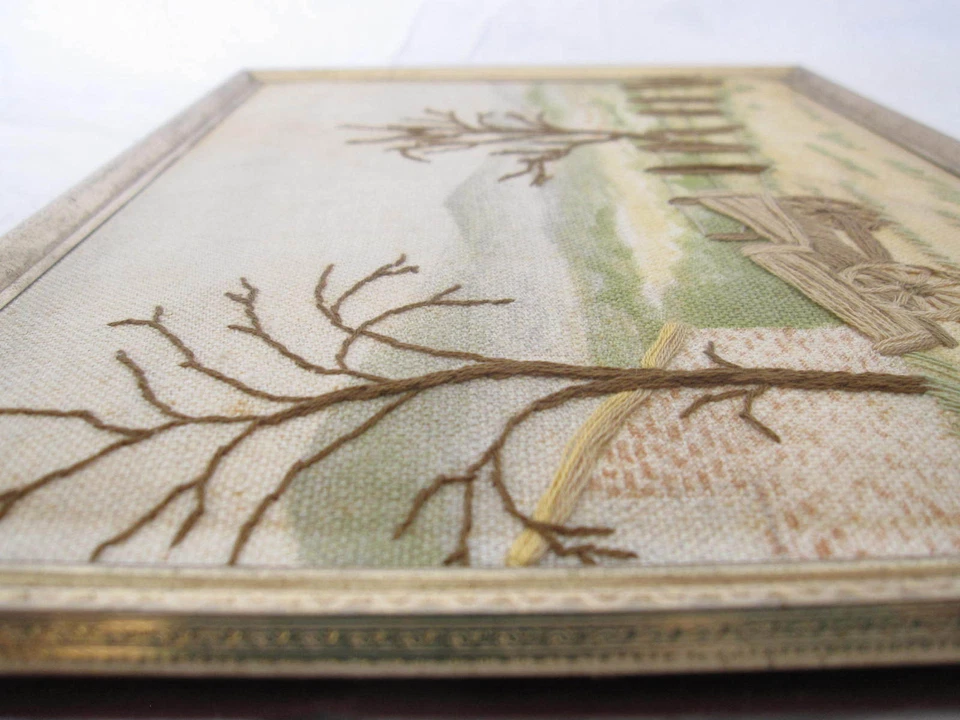 Handmade "Lost Forgotten Country Wagon Scene " Embroidery Picture - Image 2 of 4