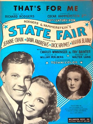 Sheet Music::THAT'S FOR ME from movie STATE FAIR  1945
