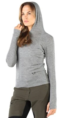 Merinowolle - Hoodie Damen - 100% Merinowolle - Kapuzenshirt - Grau -Rot Woolona - Bild 1 von 4