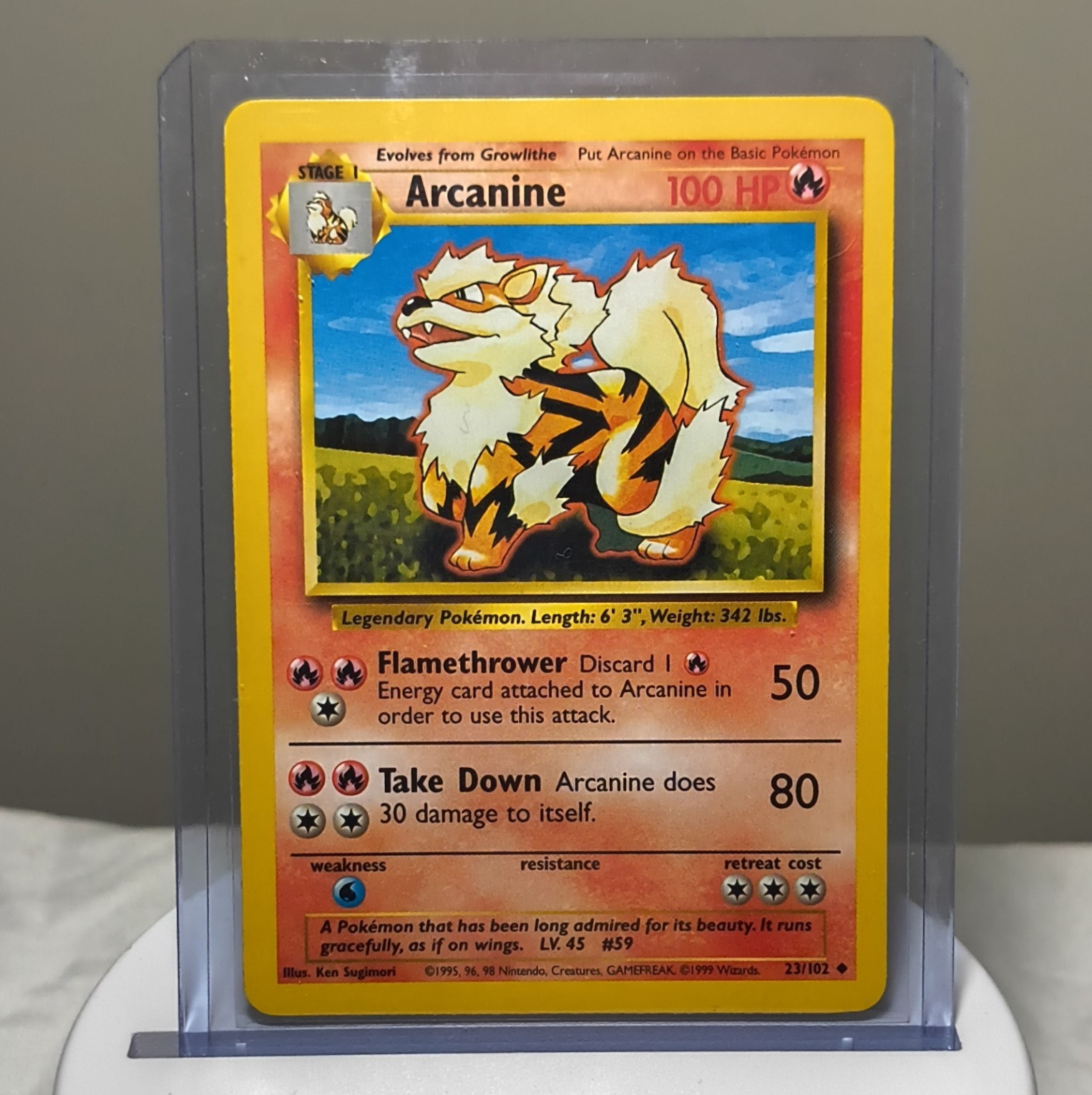 Arcanine Base Set Rare Unlimited 23/102 Rare  1999 Pokemon Card 