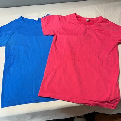Athletic T Shirts Medium Blue Pink Activewear Workout Gym Tee Top Swifty Tech