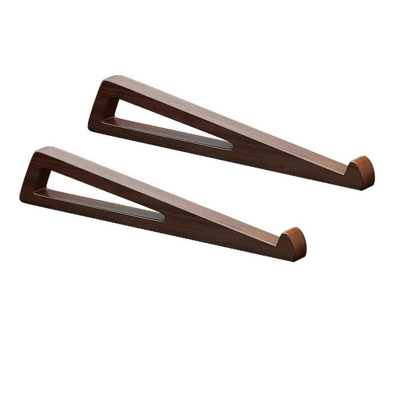 1 Set Foldable Wooden Laptop Stand - Adjustable Ergonomic 12° Angle With Cooling