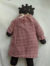 Vintage Handmade Black Cloth Doll