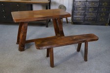 Brutalist Small Table Set with Bench