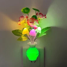 Plug-In Night Light Auto Sensor Night Light RGB LED Mushroom Night Light