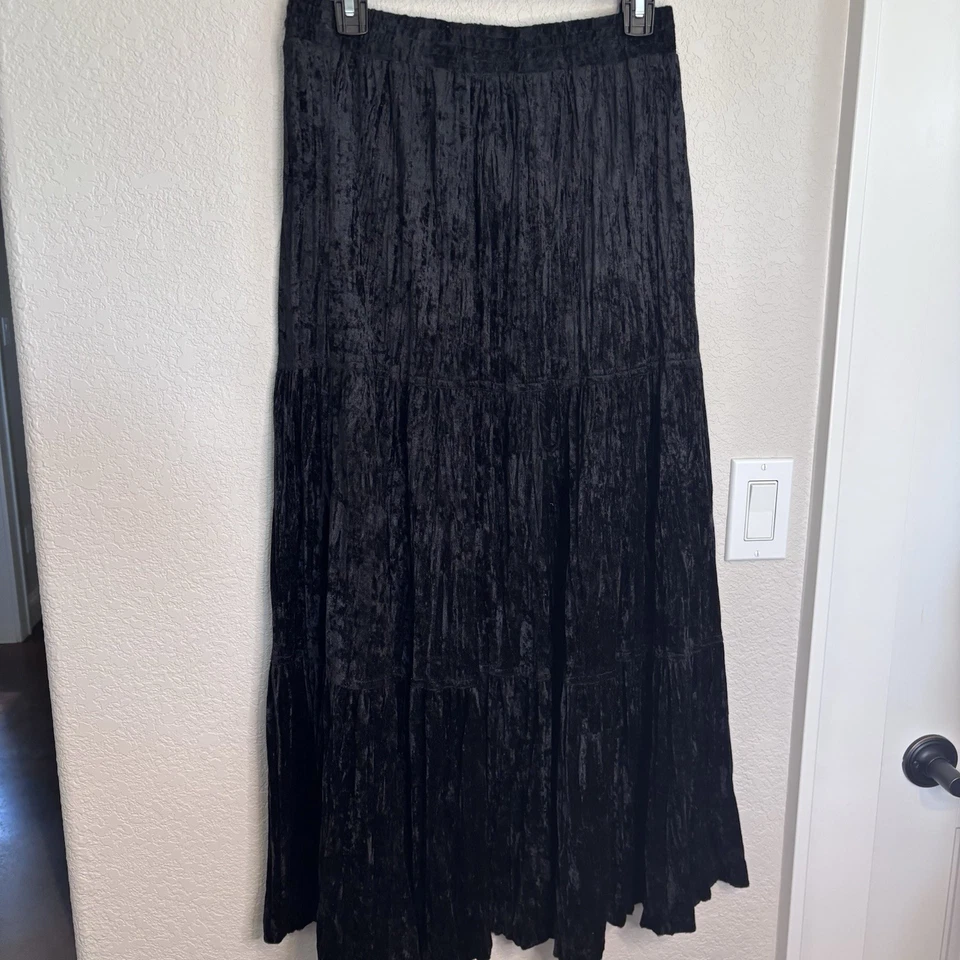 Falda midi de terciopelo vintage para mujer M escoba gótica en capas pradera fantasía caprichosa Foto 4 de 4