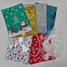 Christmas Themed Gift Bags 6 styles, 3 sizes With White Ribbon 31 Bags Total