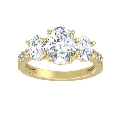 2Ct Lab Grown Diamond Three-stone Ring Size 7 14K Yellow Gold for Women