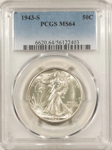 1943-S WALKING LIBERTY HALF DOLLAR – PCGS MS-64