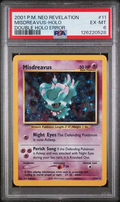 PSA 6 EX-MT Misdreavus Neo Revelation DOUBLE HOLO ERROR Rare