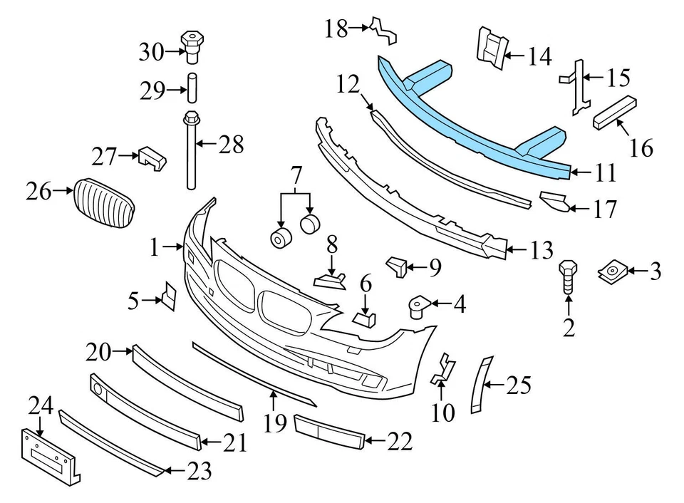BMW ALPINA B7L 2011-2012 - Barra de refuerzo del parachoques delantero/viga de impacto Foto 3 de 4