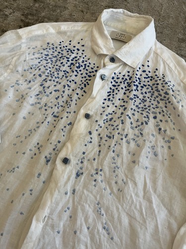 Chemise boutonnée en lin brodé café Capri Italie Camicia | Medium - Photo 5/8