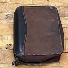 Carpeta planificadora cartera de cuero Franklin Covey vintage cierre con cremallera
