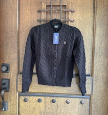Polo by Ralph Lauren Black Cable-Knit Cardigan Size M