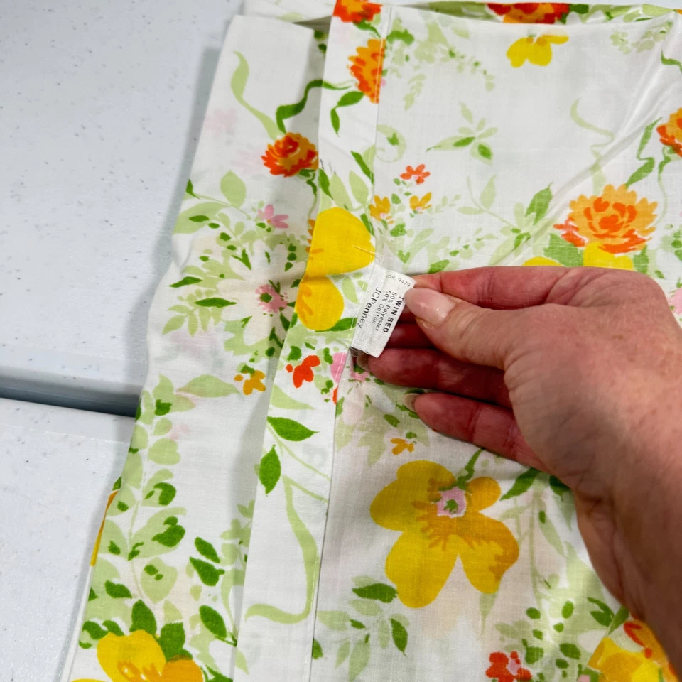 复古 jcpenney 平板双橙色黄色大号花卉花朵 y2k 1487-29 — 第 3/4 张图片