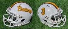 WESTERN MICHIGAN BRONCOS SCRIPT WHITE FOOTBALL MINI HELMET WITH NUMBER CHOICE