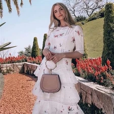 Zimmermann Heathers Dress Size 1 / 10 AU / 6 US Pintuck Midi Floral White