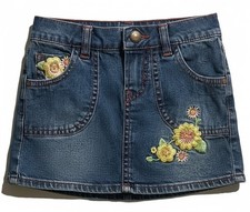 Levis Straus 3T Girls Skort denim embroidered flowers Elastic Pull On Skirt
