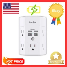 5 Outlet Extender Surge Protector Multi Plug Wall Adapter USB Charger Ports with