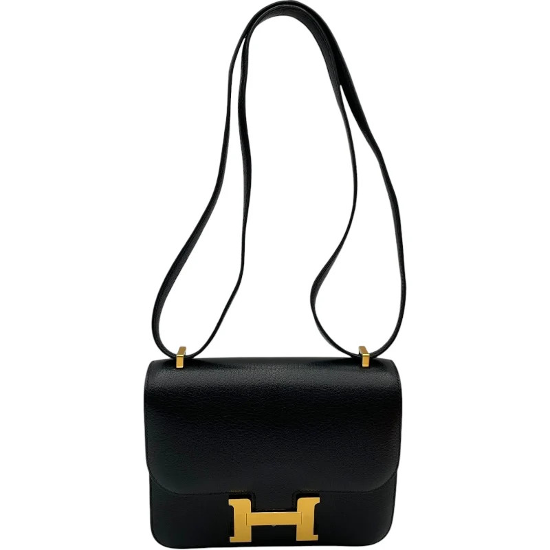 HERMES Constance 3 Mini Black Chevre Leather Shoulder Bag #OKB360