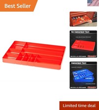 Heavy-Duty 10-Compartment Drawer Organizer - Stackable Tool Storage Tray, Red