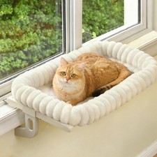 Zoratoo Cloud-Cuddle Cat Window Perch with 4-Sided Bolster, Medium, White