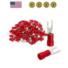 Fork Spade Terminal Connectors Insulated, Stud 3.7mm, 22-16 AWG 0.5-1.5mm ,...