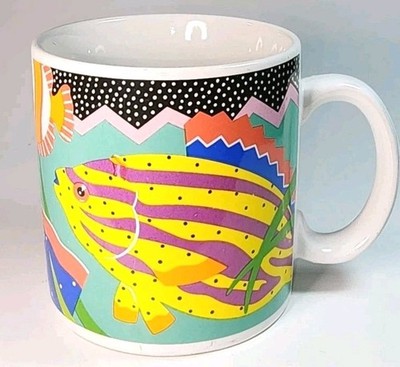 RARE Vintage Vandor Mug 1990 Pelzman Designs Abstract Fish Korea