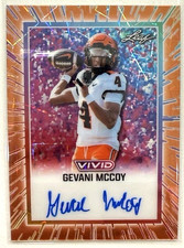 2025 Leaf Vivid Football Base Orange Laser Auto 1/4 Gevani McCoy #BA-GMC
