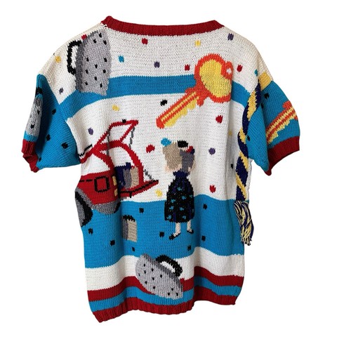 Vintage Berek Hand Knit Size Small Mom Pullover Sweater Appliqués New Dead Stock - Picture 10 of 19