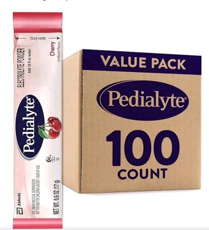 🔥New Box Pedialyte Electrolyte 100 (17g) 粉末包装 樱桃保湿饮料 — 第 3/4 张图片