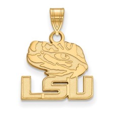 10k Gold LogoArt Louisiana State University L-S-U Tiger Eye Small Pendant