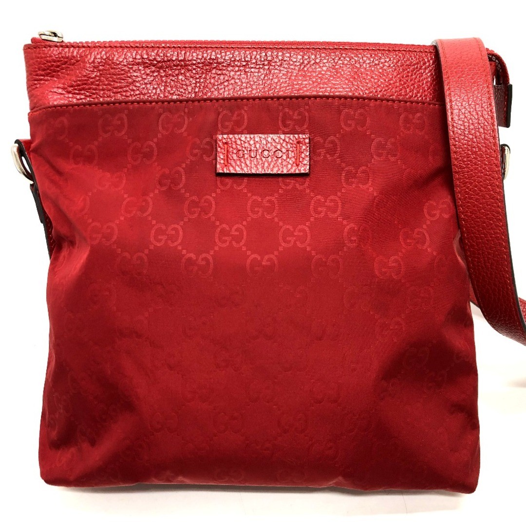 GUCCI GG Shoulder Bag Nylon Leather Red Women's Used