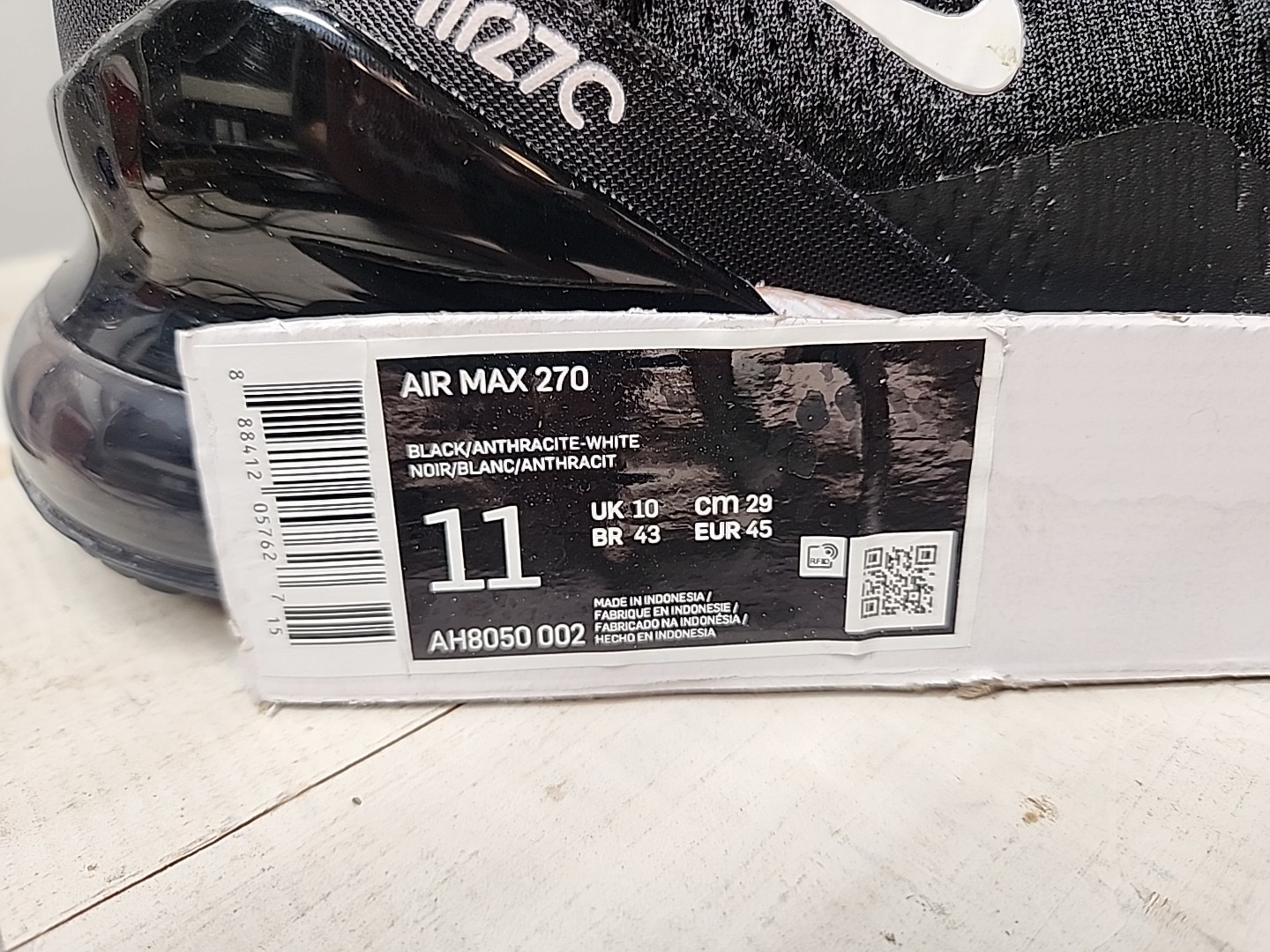 Nike Men's Air Max 270 Sneakers AH8050 002 Black White Size 11 NEW NO BOX! thumbnail 12