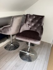 4 High Barstool Modern Counter Dining Pub Chair Velvet Swivel Tufted Breakfast