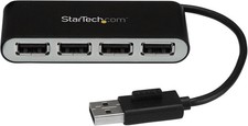StarTech.com Mobiler 4-Port-USB 2.0-Hub mit integriertem Kabel - Kompakter Mini