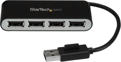 StarTech.com Mobiler 4-Port-USB 2.0-Hub mit integriertem Kabel - Kompakter Mini