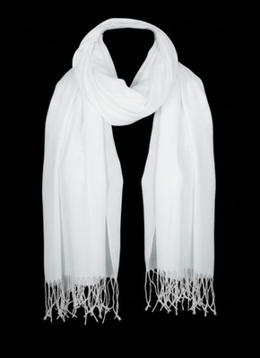 $350 NWOT White Solid Scarf Made in ITALY 81''x37''