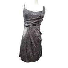 Express Silver Sequin Sleeveless Party Wrap Dress XS Evening Cocktail Wear