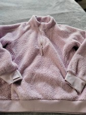 ATHLETA GIRL 1/4 ZIP SHERPA SIZE XL 14 PINK/PURPLE EUC POCKETS WARM FUZZY